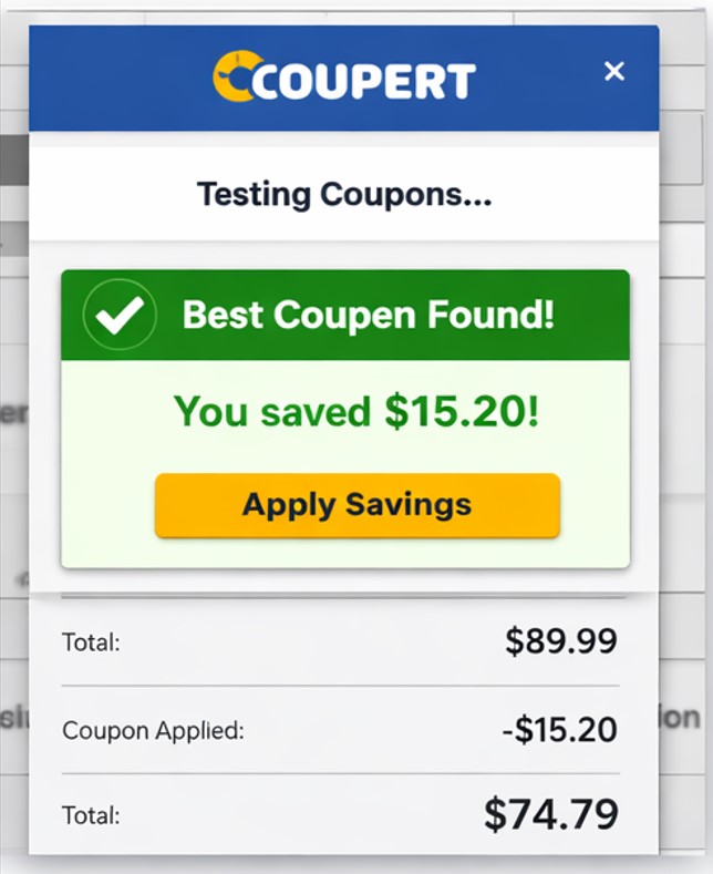COUPERT extension automatic coupon popup
Caption: 
